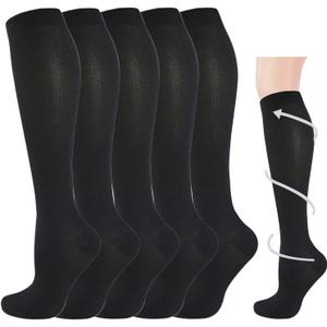 Graduated Compression Socks for Women&Men 20-30mmhg Knee High Socks Travel Hiking Running Stocking, Size L/XL