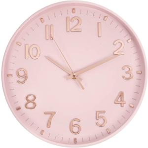 HZDHCLH Pink Wall Clocks Battery Operated,12 inch Silent Non Ticking Modern Wall Clock for Living Room Bedroom Kitchen Office Classroom Decor