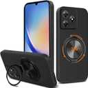 Compatible for Black-View Wave 8/Wave 8C/Oscal Flat 2/Oscal Flat 2C Phone Case, 360 Rotatable Ring Holder Kickstand/Stand Silicone TPU Silm Fit Shockproof Protective Cover Case - Black