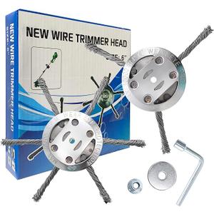6 inch Steel Wire Brush Cutter Trimmer Head, Weed Wacker Attachments Heads,Wired Trimmer Head Replacement for Electric Battery Powered Cordless String Trimmer, Weed Eater