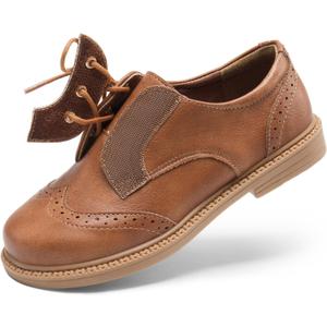 DREAM PAIRS Boys Girls Dress Shoes Kids School Uniform Formal Casual Oxfords for Toddler Little Kid (Brown)