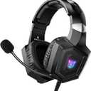 Gaming Headset with Microphone, Gaming Headphones Compatible for PS4 PS5 Xbox PC with RGB Lights, PlayStation Headset with Noise Reduction 7.1 Surround Sound Over-Ear and Wired 3.5mm Jack (Black)