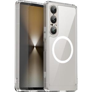 NO.1 Magnetic for Xperia 1 VII Case Clear Compatible with MagSafe, Slim Fit Thin Transparent TPU+PC Rugged Bumper Cover Built-in Magnetic Ring Shockproof (Clear)