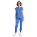 Dvoliaw Scrubs for Women Set, Sleeveless Stand-Up Collar Medical Nurse Uniform Top and Jogger Pants, 8 Pockets, XXL