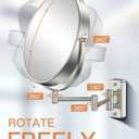 Benbilry 9" Large Size Wall Mounted Makeup Vanity Mirror, 1X/10X Magnifying Double Sided Shaving Mirror for Bathroom, 360 Swivel Extendable Arm, Nickel Finish (Nickel-no Led)