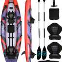 UPWELL 11'/14'6”Inflatable Kayak with Drop Stitch Floor and Accessories Including Kayak Seat with Thickened Cushion, Paddle, Fin, Repair Kits, Carry Bag and Hand Pump