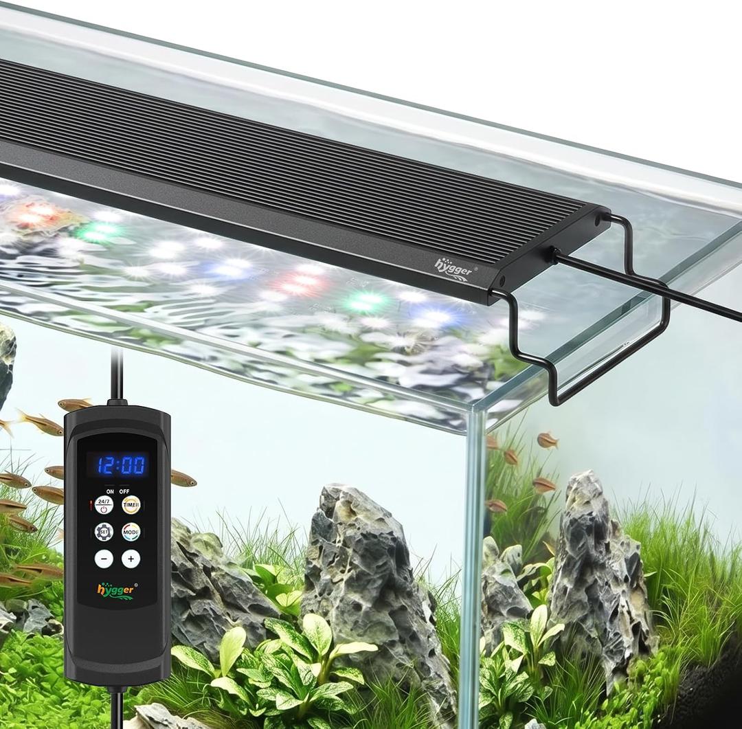 hygger Aquarium Light, 35W Full Spectrum Fish Tank LED Light, 24/7 Remote Control Adjustable Timer, Brightness and Color, Extendable Bracket, Power-Off Memory Plant Growth Lamp, Fits 24-30 Inch Tank