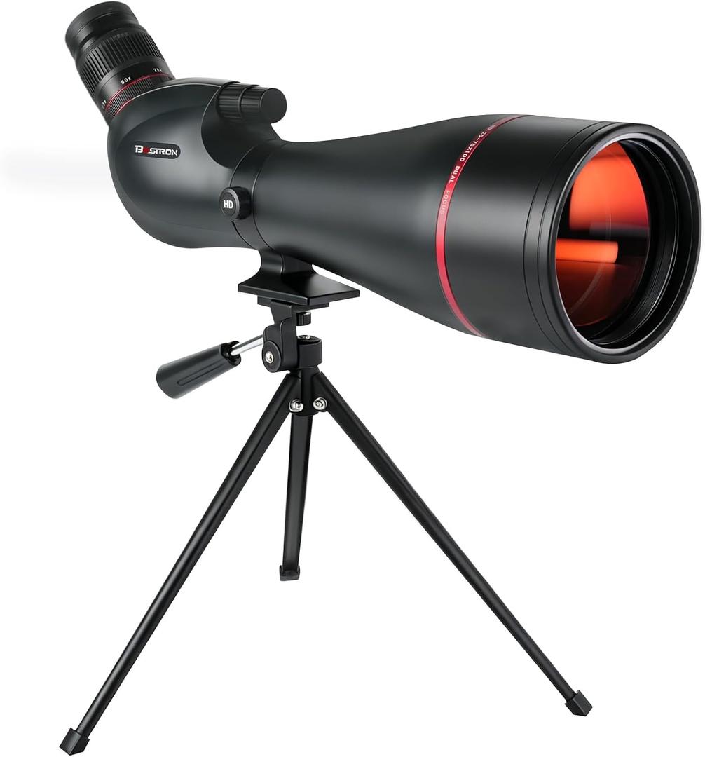 25-75x100 Spotting Scope for Target Shooting with Upgraded Tripod Carrying Bag and Phone Adapter Angled Spotter Scope for Bird Watching Hunting Wildlife Scenery Monocular for Adults