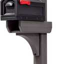 Step2 Lakewood Mailbox & Post, Weather Resistant, Large Outdoor Mailboxes, Made of Durable Plastic, Easy to Install, Flag Included, Black/Brown (Standard (T2)