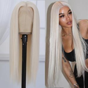 Platinum Blonde Synthetic Lace Front Wig Pre Plucked Ready to Wear 13x4 HD Glueless Lace Front Wig for Women Natural Looking Synthetic Heat Resistant Fiber Platinum Blonde Wig