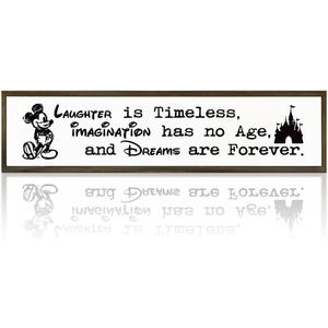 Inspirational Wooden Sign, Hanging Framed Wood Signs, Decorative Wooden Box Sign, Rustic Tabletop Decor, Motivational Home Office Classroom Decor, I Work So We can Go to Disney Signs, 17.8x4x1.2 inches