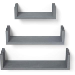 SRIWATANA Floating Shelves Wall Mounted, Solid Wood Wall Shelves, Weathered Gray