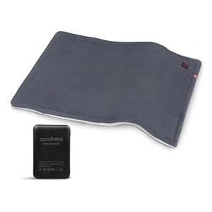 comfheat Portable Heating Pad with 5000mAh Battery, 1.7LB Weighted Heat Pad Rechargeable for 1-3H Warmth Outdoor Travel, 3 Heat Settings, 12" x 16", Grey