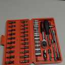 Egofine 46 Pieces 1/4 inch Drive Socket Ratchet Wrench Set, with Bit Socket Set Metric and Extension Bar for Auto Repairing and Household, with Storage Case