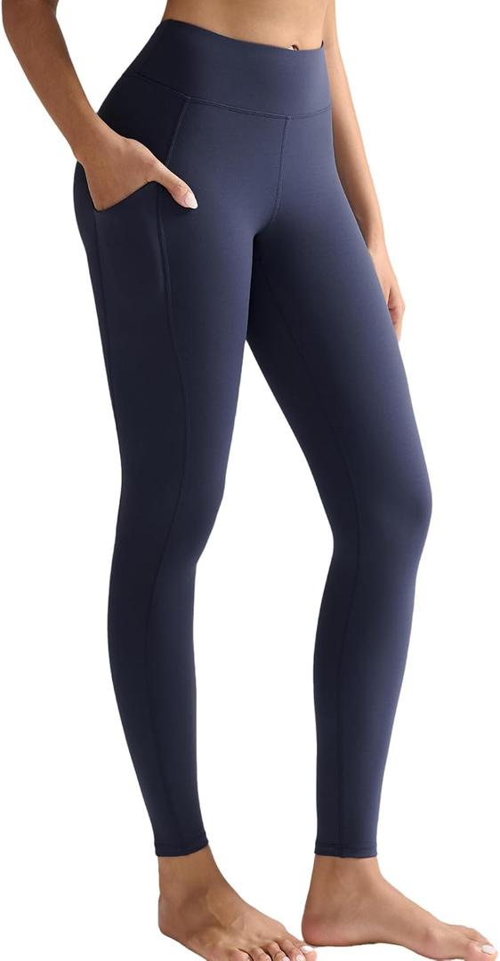 RUNNING GIRL Leggings with Pockets for Women,High Waist Athletic Yoga Pants with Tummy Control Buttery Soft (Blue, S)