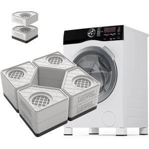 SEISSO Anti Vibration Pads, Washer and Dryer Pedestals with 1100 lbs Load Capacity, Increase Hight 3.14in. Double Heighten Rubber Washing Machine Foot Pads, Reduce Shock and Noise (White)