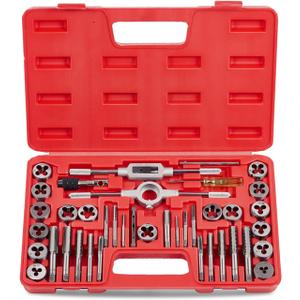 Orion Motor Tech SAE Tap and Die Set Standard | #4, 6, 8, 10, 12, 1/4, 5/16, 3/8, 7/16, 1/2" Tap Set and Die Set | Thread Repair Kits for Threading and Rethreading Internal and External Threads