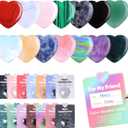 Valentines Day Cards for Kids School with Gifts 28 Pcs Natural Crystal Heart Stones Valentines Day Gifts for Kids Classroom Smooth Polished Gemstones for Students Class Valentines Exchange