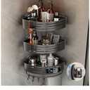 Corner Shower Caddy Suction Cup, Corner Shower Shelves No Drilling, Aluminum Upgrade Suction Cup Shower Organizer with Towel Bar & Hooks Removable Bathroom Storage Rack(3 Pack,Gray)