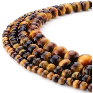 RUBYCA Wholesale Natural Tiger-Eye Gemstone Round Loose Beads for DIY Jewelry Making 1 Strand - 10mm