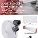 ZYfire Fire Hose - 2-1/2" ID x 50 FT Double Jacket EPDM Firefighter Hose with M x F NPSH Aluminum Couplings 1200 PSI Burst Pressure Lightweight for Firefighting & Residential Use