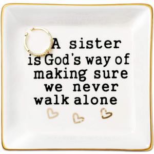 2 x JoycuFF Sister Gifts - Unique Jewelry Dish Holder for Birthday, Mother's Day, Thanksgiving & Christmas