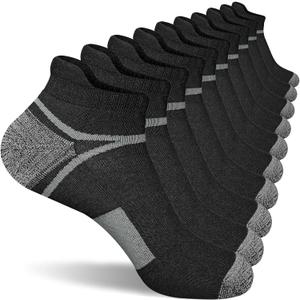 Men's Athletic Cushioned Ankle Socks, Comfort Wicking Anti-Blister Running Sock 5 Pairs (9-12)