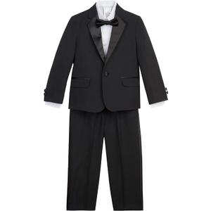 Nautica Boys' 4-piece Tuxedo Set with Dress Shirt, Bow Tie, Jacket, and Pants (White)