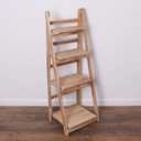 Distressed Ladder Shelf - Rustic Leaning Shelf for Home Decor (Driftwood, 4 Shelves)
