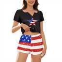 CULACCINO Cute Pajama Sets for Women 2 Piece Matching Pj Set Short Sleeve Womens Button Down Loungewear Set Sleepwear XL