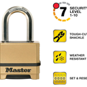 Master Lock Gold Combination Lock, Heavy Duty Weather Resistant Padlock, Resettable Combination Lock for Outdoor Use 1.2 x 2 x 3.87 inches, 1Pack, M175LFEC2