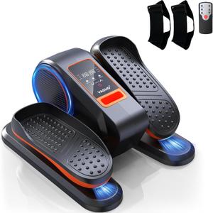 Under Desk Elliptical Machine, Electric Ellipse Leg Exerciser for Senior, 12 Adjustable Speeds Quiet and Portable Seated Pedal Exerciser for Training with Remote Control (Orange)