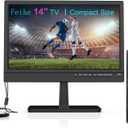 Feihe 14 Inch Small TV - HD LCD Flat Screen Kitchen TV with Digital Tuner, HDMI/USB/VGA, Built-in Stand and Remote Control, Suitable for RV, Camping, and Offices(No Smart TV), 13.4*1.8*12.2 inch