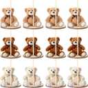 Canlierr 12 Set Bear Centerpieces for Baby Shower Decor Includes Wooden 23-26in Bear Rounds Circles Slices with Stick DIY Craft Birthday Wedding Gender Party Table Decorations, 3 Colors