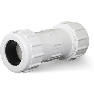 Midline Valve 582DD112 PVC Compression Coupling Pipe Fitting; White Plastic 1-1/2 in.