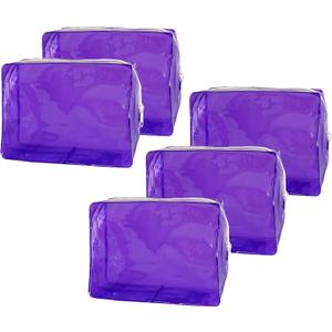 2 x 5 pcs Travel Accessories Cosmetic Pouch Bag Makeup Bag Transparent Custom Clear Pvc,PVC for Woman Fashion Zipper Letter (purple)