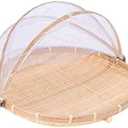 round bamboo tent basket with lid, vegetables/fruits, bread, storage basket (16.5 inches in diameter)