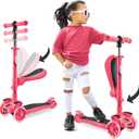 3 Wheeled Scooter for Kids - 2-in-1 Sit/Stand Child Toddlers Toy Kick Scooters W/Flip-Out Seat