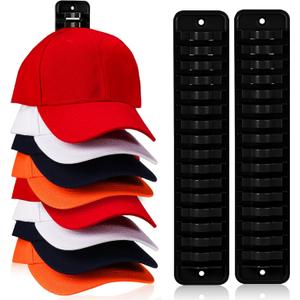 Hat Rack for Wall, 2 Packs Hat Organizer for Baseball Caps Adhesive Hat Hooks Hold Up to 32 hats, Hat Storage Display Hat Hanger Holder for Door Closet, Patent Pending