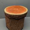 Lawei 3 Pack Tree Stump Storage Stools, 12 x 12 Inches Folding Stool Ottoman with Foam Cushion, Collapsible Storages Seat Chest, Vintage Storage Toy Box Wood Stump Organizer Stools for Toy