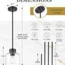 2-Pack Pendant Lights Kitchen Island, 7" Matte Black Hanging Lights Fixtures with Clear Glass Shade, Modern Kitchen Pendant Lighting Over Island for Dining Room, AD-24024-1P2-BK