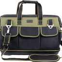 Tool Bag, Ounic 20 Inch Large Tool Bag Heavy Duty With Waterproof Molded Base, Wide Mouth Tool Tote Bag Tool Box Organizer with Adjustable Shoulder Strap for Him Men Husband Mechanic Engineer(Green)