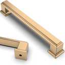 Asidrama 10 Pack 5 Inch(128mm) Champagne Bronze Kitchen Cabinet Handles Brushed Brass Cabinet Pulls Gold Kitchen Cabinet Hardware for Cupboard Drawer Pulls (5" Hole Center128mm)