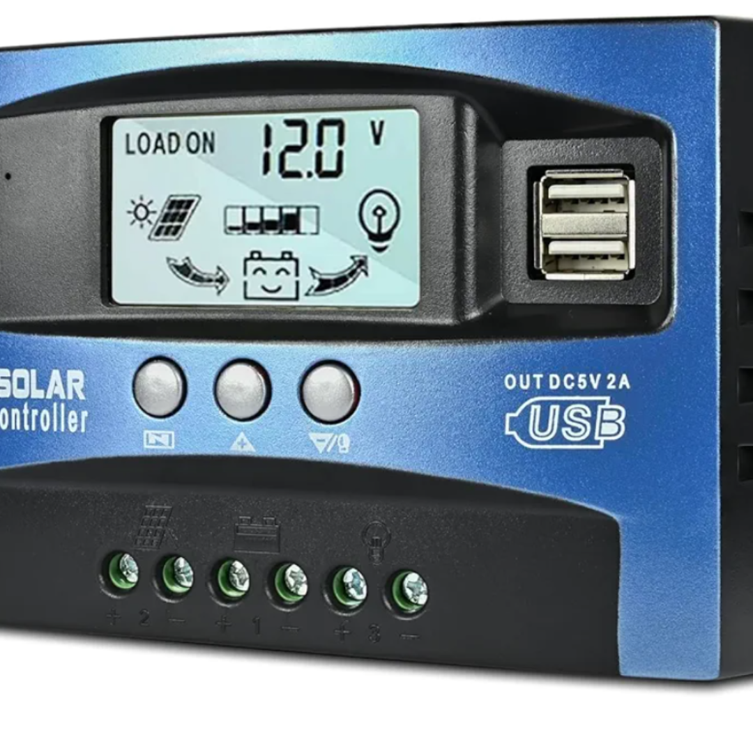 60A MPPT Solar Charge Controller, 12V/ 24V Solar Panel Battery Intelligent Regulator with Dual USB Port, LCD Display and Timer Setting ON/Off Hours