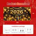 Happy New Year Banner 13x6ft New Year Eve Celebration 2026 Garage Door Banner Elegant Black and Gold Backdrop New Year's Eve Garage Door Cover Decoration for Celebration Party Indoor Outdoor House Wall Background