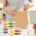 20 Pack 4.5 oz Snack Pack Containers with Lids, 2 Compartment Snack Boxes Small Plastic Portion Control Condiment Container for Dipping Sauce, Travel Snacks, Lunch