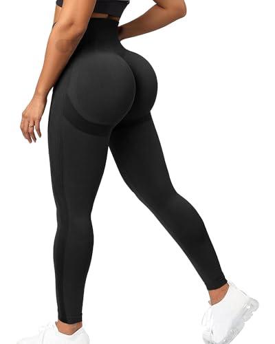 CFR Womens High Waist Leggings Workout Butt Lifting Leggings Booty Scrunch Butt Yoga Pants #0 Black XL
