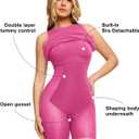 Popilush Women's Bodycon Dress Ruched Sleeveless Slimming Shapewear Casual Club Evening Party Cocktail Midi Fall Dresses (Pink, XL)