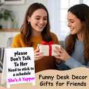 Dont Talk to Her Shes A Yapper Funny Reminder Desk Sign Black Board Style Office Table Decorative Plaque Gag Gift for Coworkers Friends Home Workspace Acrylic Humorous Cubicle Tabletop Desk Decor