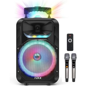 Karaoke Machine with 2 Wireless Microphones, Party Speaker for Adults New Party Portable PA System Outdoor Bluetooth 5.3 Speakers Wireless with Party Light (Stage-subwoofers)